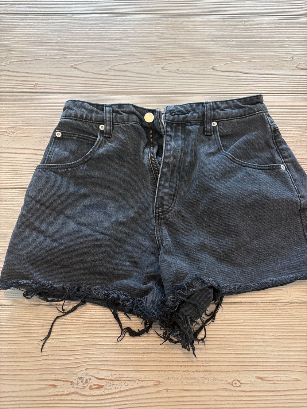 ROLLA'S Black Vintage High-Waist Distressed Denim Shorts - Picture 3 of 3
